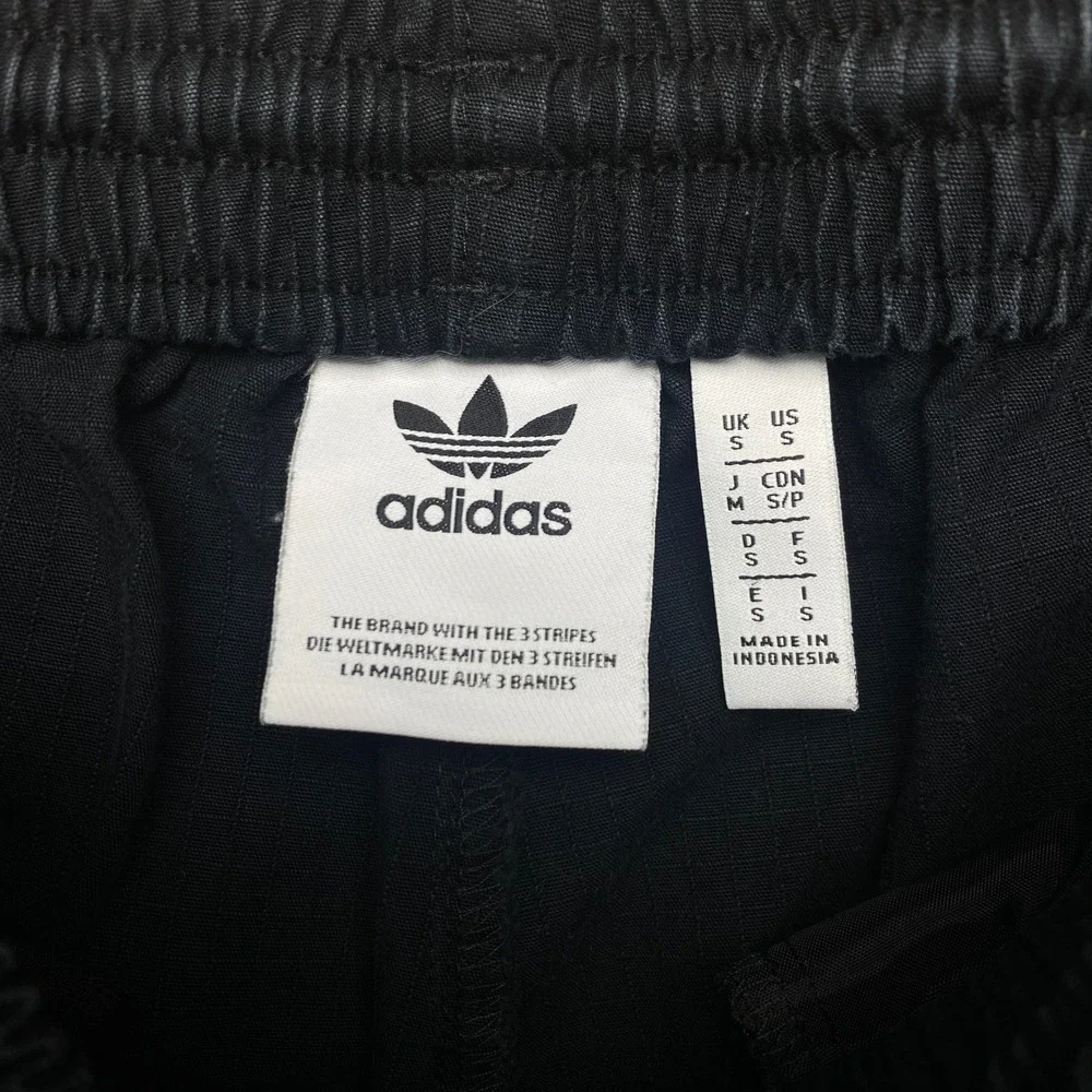 Adidas Originals Pants Mens Small Ripstop Cargo Black White 3 Stripe Trefoil